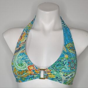 Lauren Ralph Lauren blue green yellow paisley tie halter neck bikini top 8